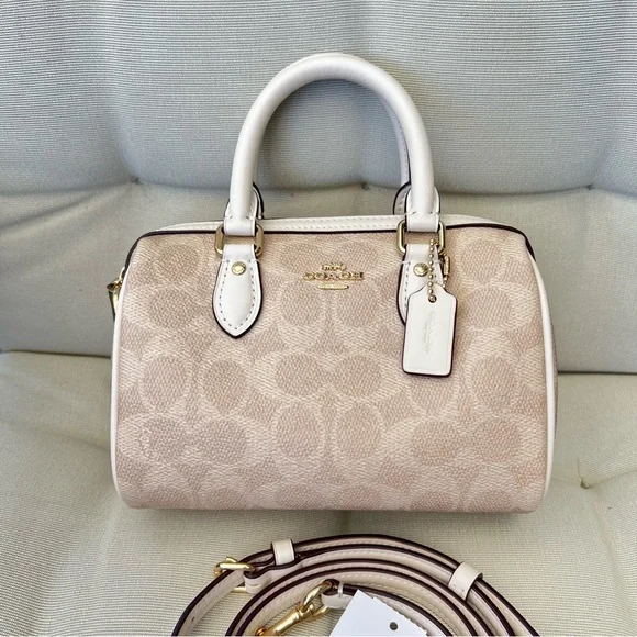 NWT Coach Mini Rowan Crossbody Sand Chalk Signature Canvas Bag CW329 - Picture 1 of 9